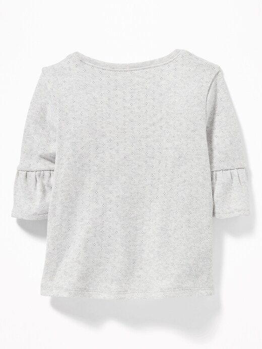 View large product image 2 of 2. Bell-Sleeve A-Line Pointelle Sweater for Toddler Girls