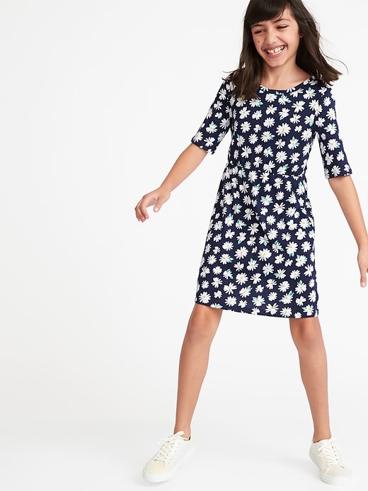 View large product image 1 of 3. Printed Jersey Fit & Flare Dress for Girls