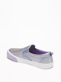View large product image 3 of 3. Holographic Faux-Leather Slip-Ons for Girls