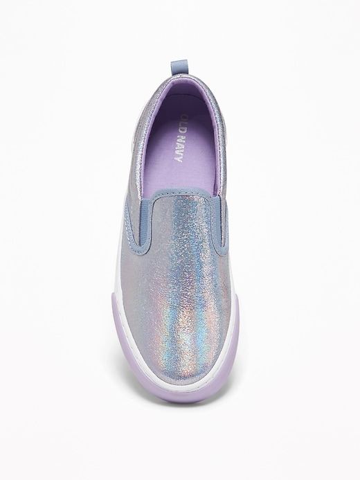 View large product image 2 of 3. Holographic Faux-Leather Slip-Ons for Girls