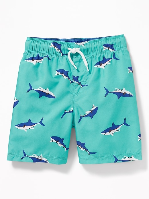 View large product image 1 of 2. Functional Drawstring Printed Swim Trunks for Toddler Boys