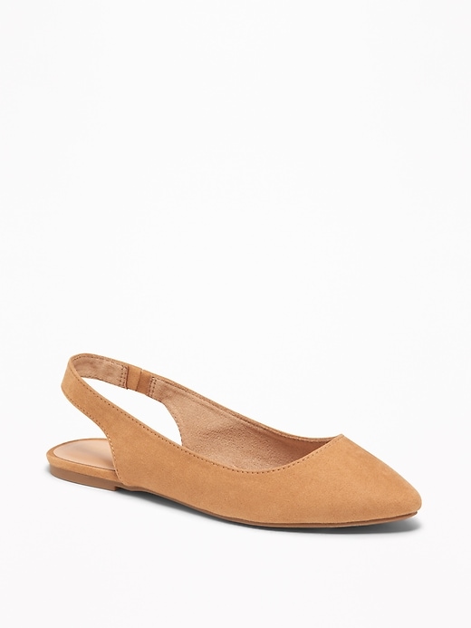 Image number 1 showing, Faux-Suede Slingback Flats for Women