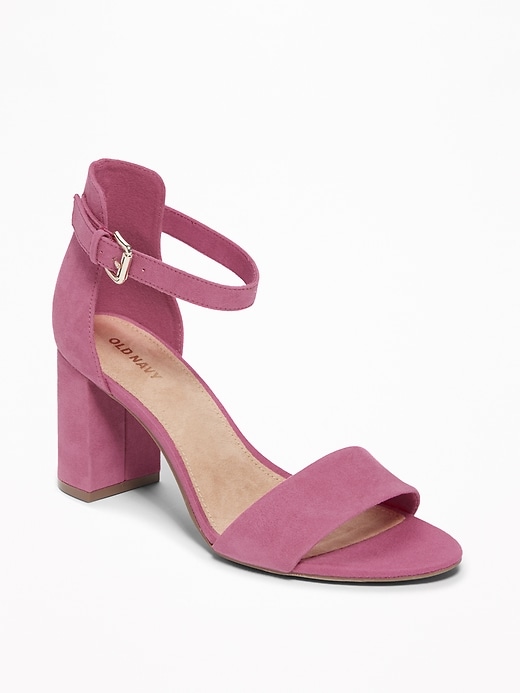 Image number 1 showing, Faux-Suede Block-Heel Sandals for Women