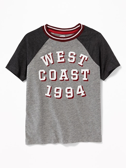 View large product image 1 of 2. Graphic Color-Blocked Raglan-Sleeve Tee for Boys