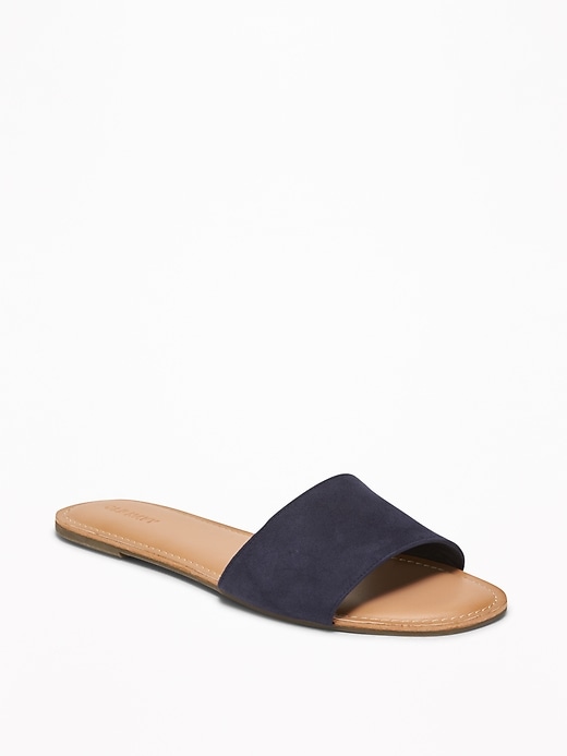 Image number 1 showing, Faux-Suede Slide Sandals for Women