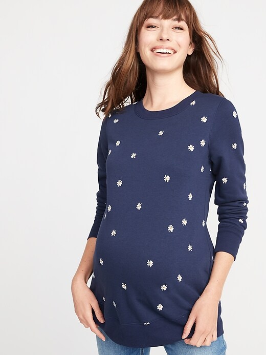 Image number 1 showing, Maternity Daisy-Print Tunic Sweatshirt