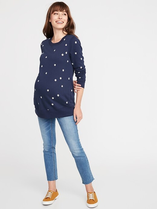 Image number 3 showing, Maternity Daisy-Print Tunic Sweatshirt