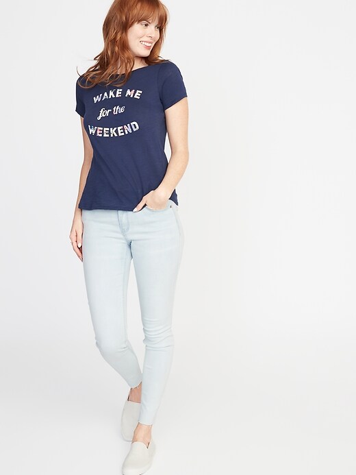 Image number 3 showing, Relaxed Graphic Slub-Knit Tee for Women
