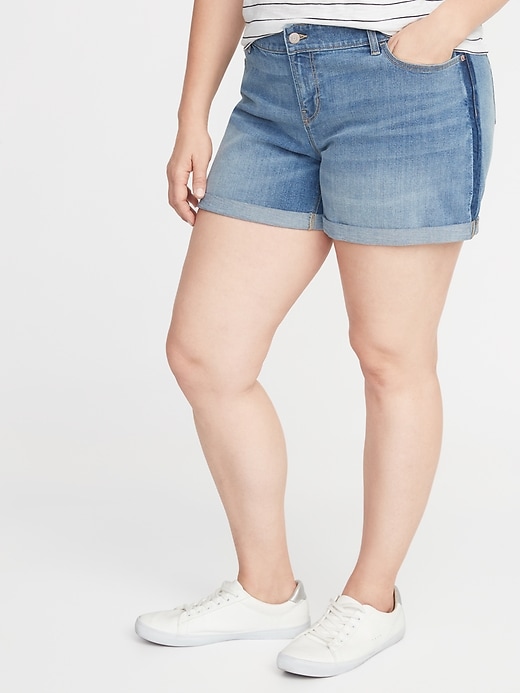 View large product image 1 of 3. Plus-Size Boyfriend Jean Shorts - 5-Inch Inseam
