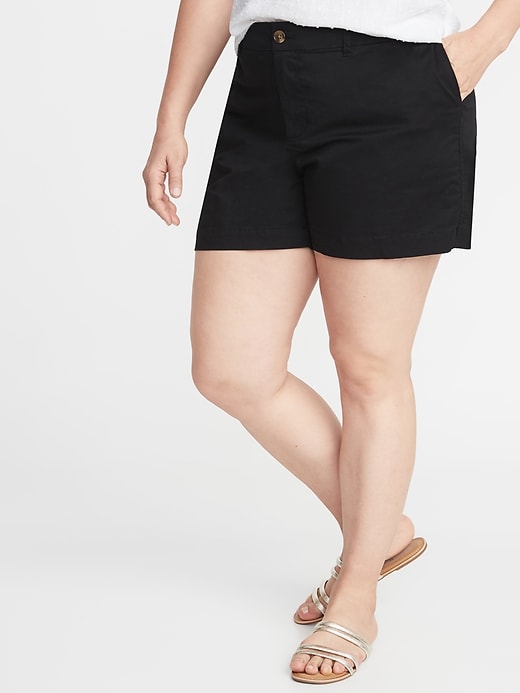 View large product image 1 of 3. Mid-Rise Plus-Size Everyday Twill Shorts - 5 Inch Inseam