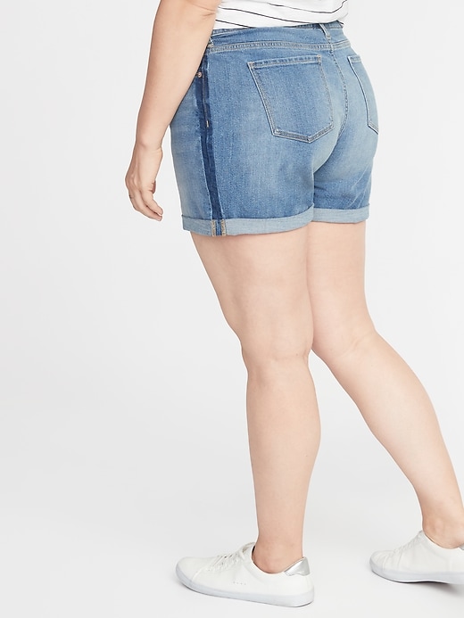 View large product image 2 of 3. Plus-Size Boyfriend Jean Shorts - 5-Inch Inseam