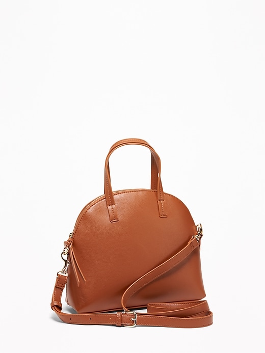 View large product image 1 of 3. Faux-Leather Dome-Shaped Satchel for Women