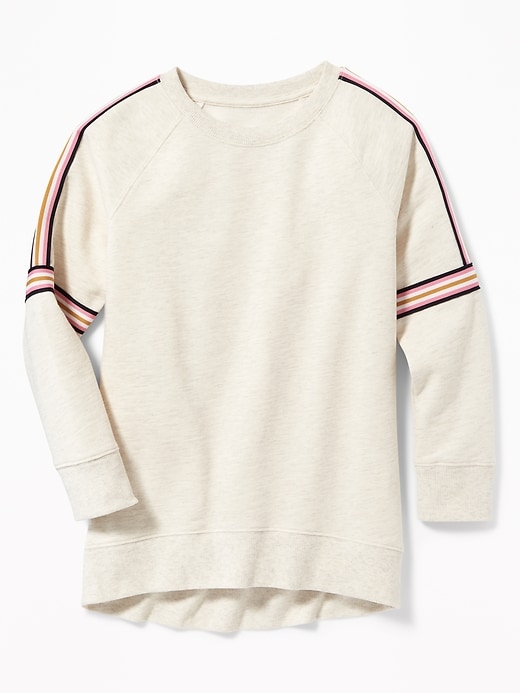 View large product image 1 of 1. Retro Sleeve-Stripe Tunic Sweatshirt for Girls