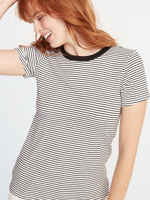 Image number 4 showing, Slim-Fit Striped Crew-Neck Tee for Women