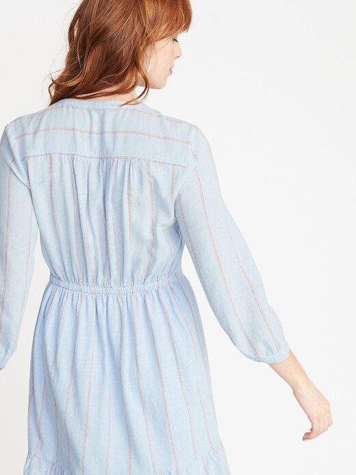 Image number 2 showing, Waist-Defined Striped Shirt Dress for Women