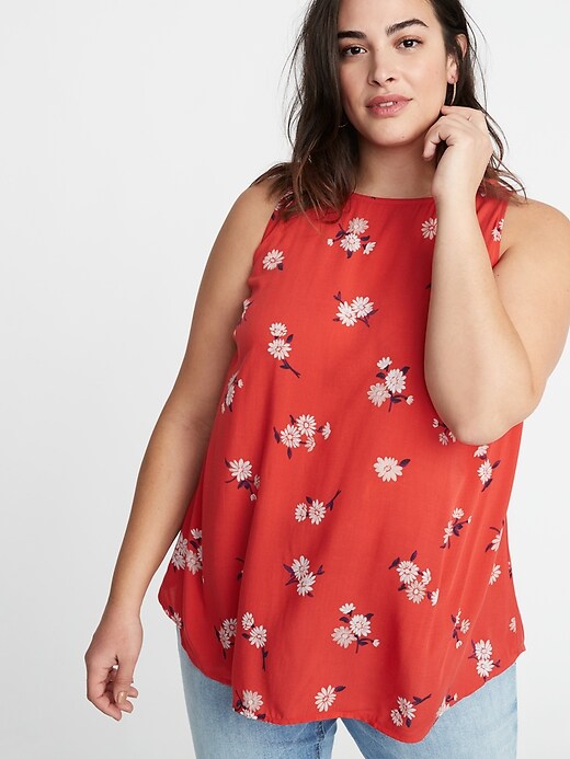 View large product image 1 of 1. Plus-Size High-Neck Sleeveless Top