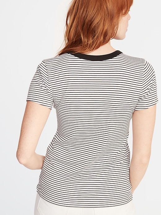 Image number 2 showing, Slim-Fit Striped Crew-Neck Tee for Women