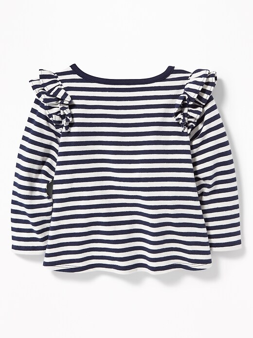 View large product image 2 of 2. Striped Ruffled-Shoulder Top for Baby