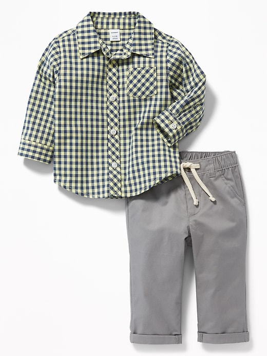 View large product image 1 of 2. Patterned Shirt & Twill Chinos Set for Baby