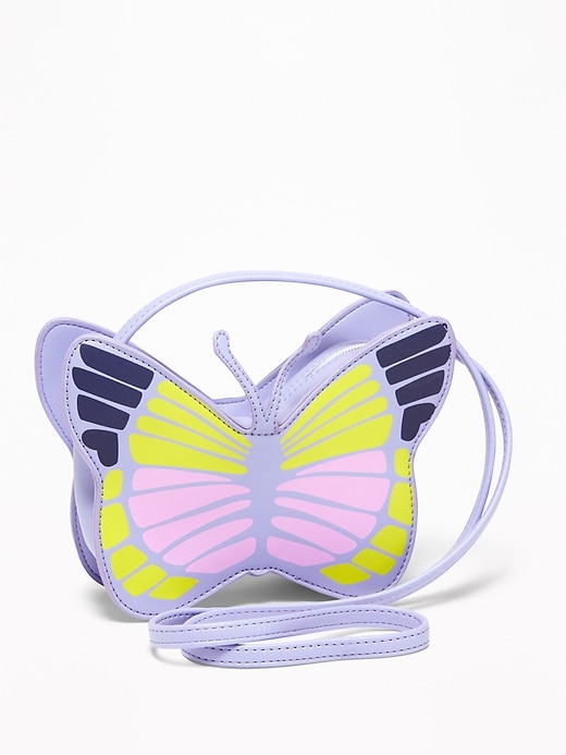 View large product image 1 of 1. Faux-Leather Butterfly Crossbody Bag for Girls