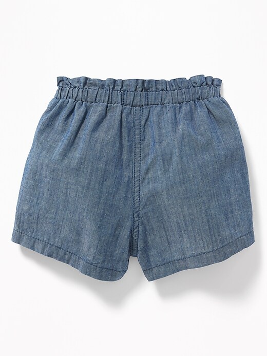 View large product image 2 of 2. Paperbag-Waist Chambray Shorts for Toddler Girls