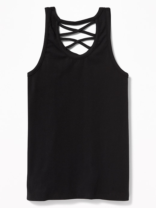 View large product image 2 of 3. Strappy Cross-Back Jersey Tank for Girls