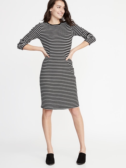 Fitted Rib-Knit Shift Dress for Women | Old Navy