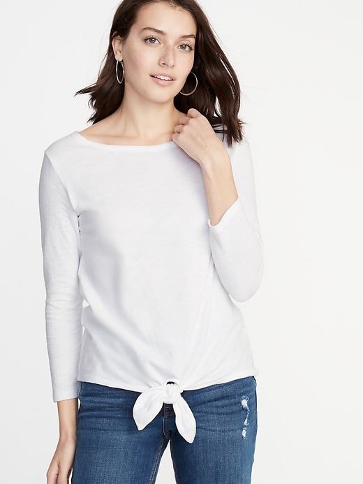 View large product image 1 of 1. Relaxed Tie-Front Mariner Top for Women