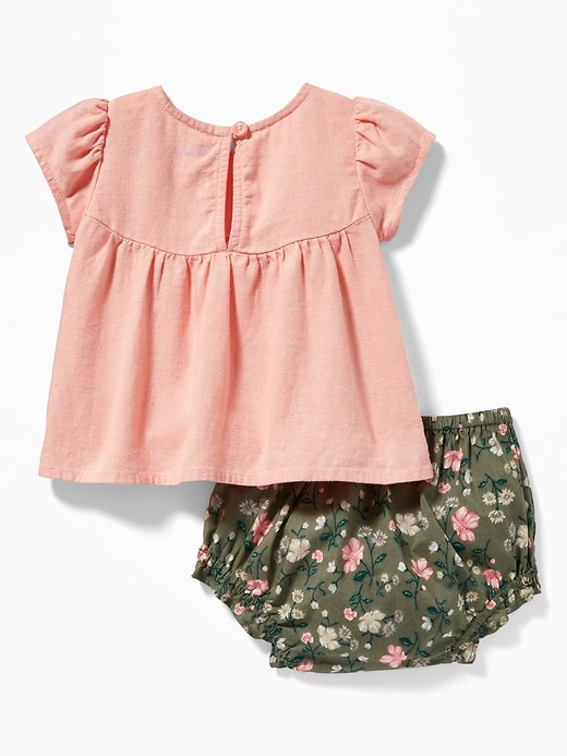 View large product image 2 of 2. Linen-Blend Top & Bloomers Set for Baby