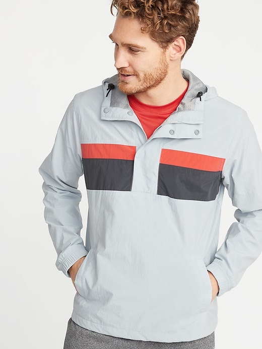 View large product image 1 of 1. Go-H20 Water-Repellent Color-Block Anorak