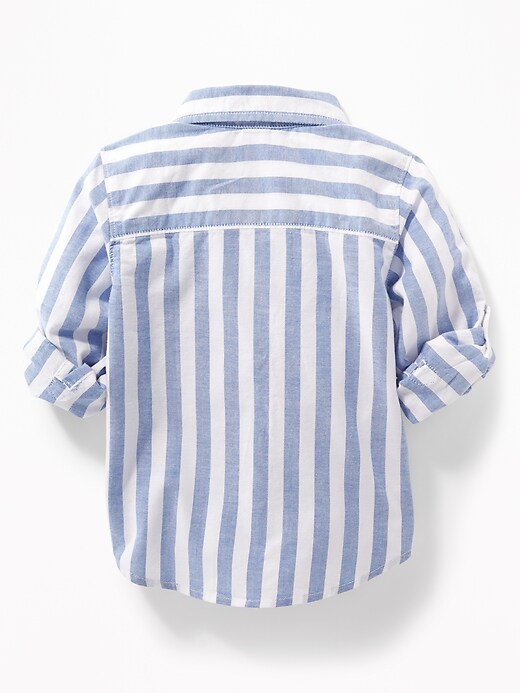 View large product image 2 of 4. Striped Roll-Up Sleeve Oxford Shirt for Toddler Boys