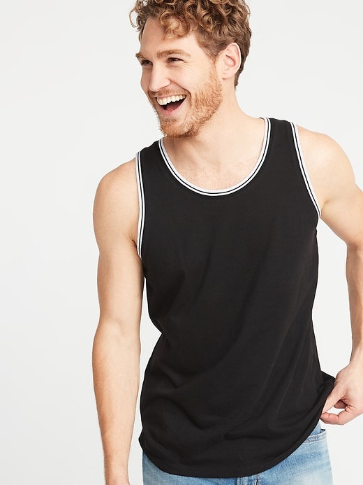 Image number 1 showing, Soft-Washed Tipped Jersey Tank
