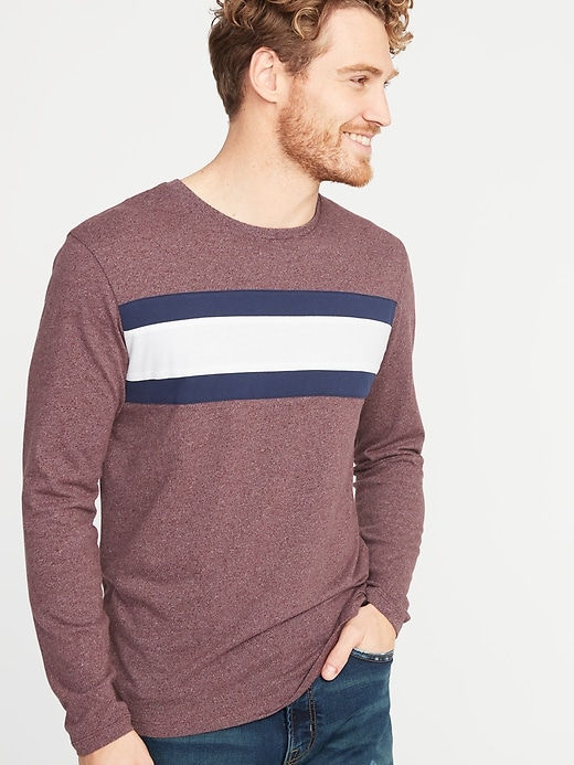 Image number 1 showing, Soft-Washed Color-Block Chest-Stripe Tee
