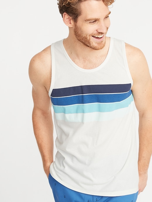View large product image 1 of 1. Soft-Washed Chest-Stripe Tank