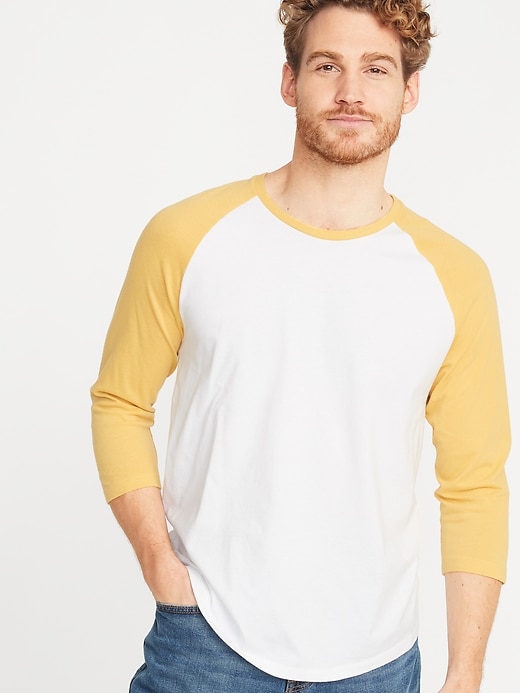 View large product image 1 of 1. Soft-Washed Color-Blocked 3/4-Sleeve Tee