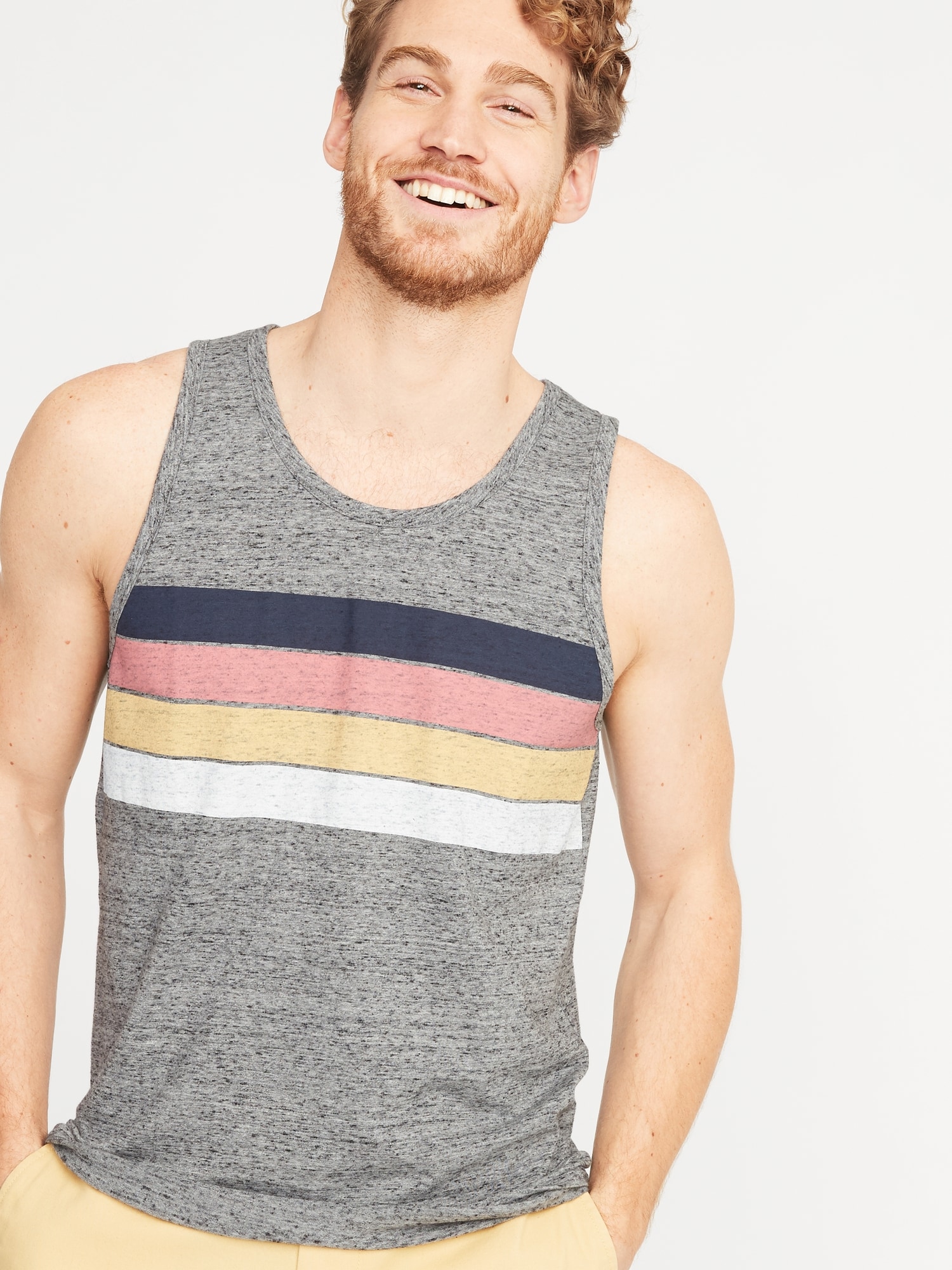 Soft-Washed Chest-Stripe Tank for Men