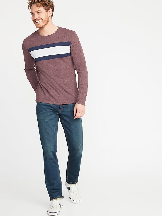 Image number 3 showing, Soft-Washed Color-Block Chest-Stripe Tee