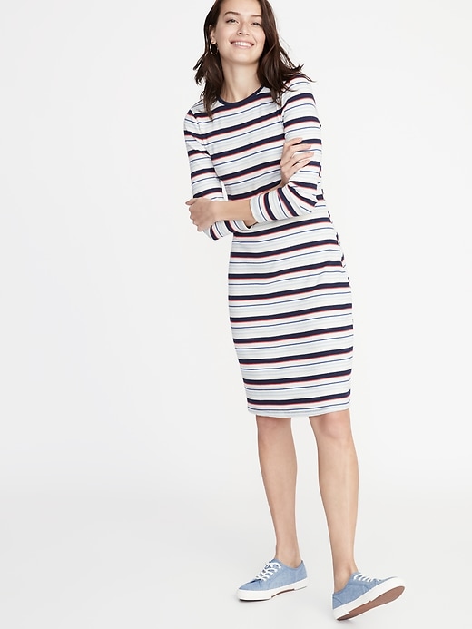 View large product image 1 of 1. Fitted Rib-Knit Shift Dress for Women