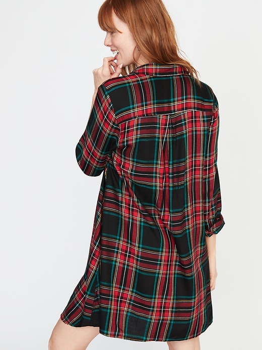 Image number 2 showing, Plaid Swing Shirt Dress for Women