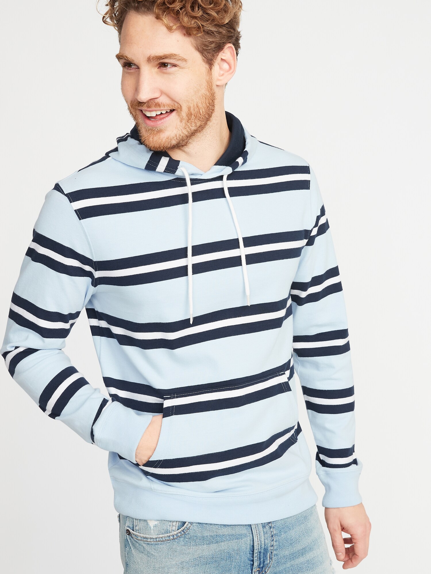 Rugby-Stripe Jersey Pullover Hoodie for Men | Old Navy