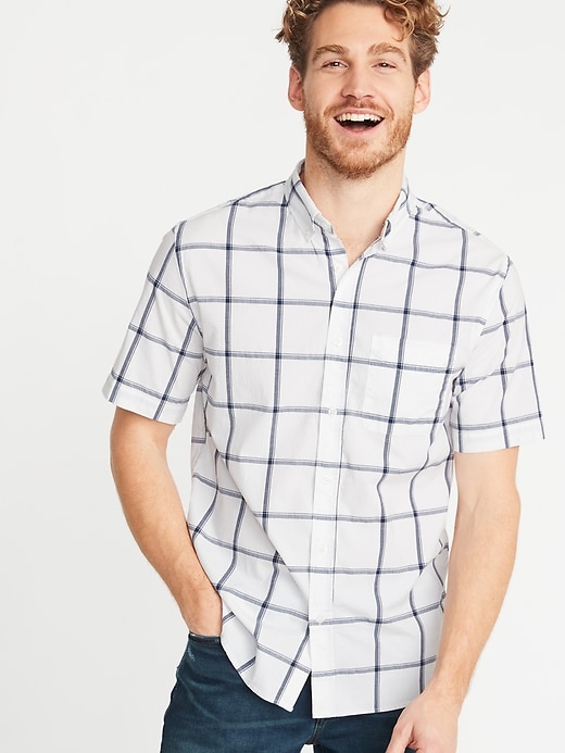 Slim-Fit Built-In Flex Patterned Everyday Shirt for Men | Old Navy