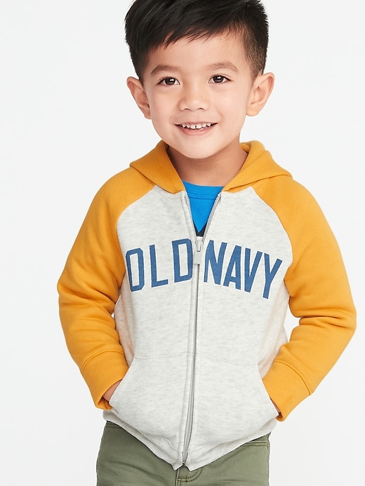 View large product image 1 of 1. Color-Blocked Logo Zip Hoodie for Toddler Boys
