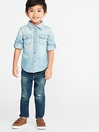 View large product image 3 of 3. Karate Built-In Flex Max Distressed Skinny Jeans for Toddler Boys