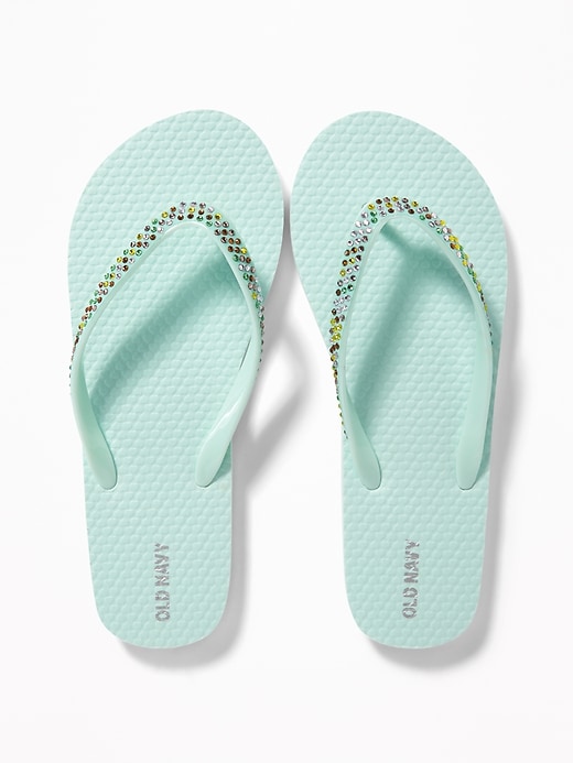 View large product image 1 of 1. Rhinestone Flip-Flops for Girls
