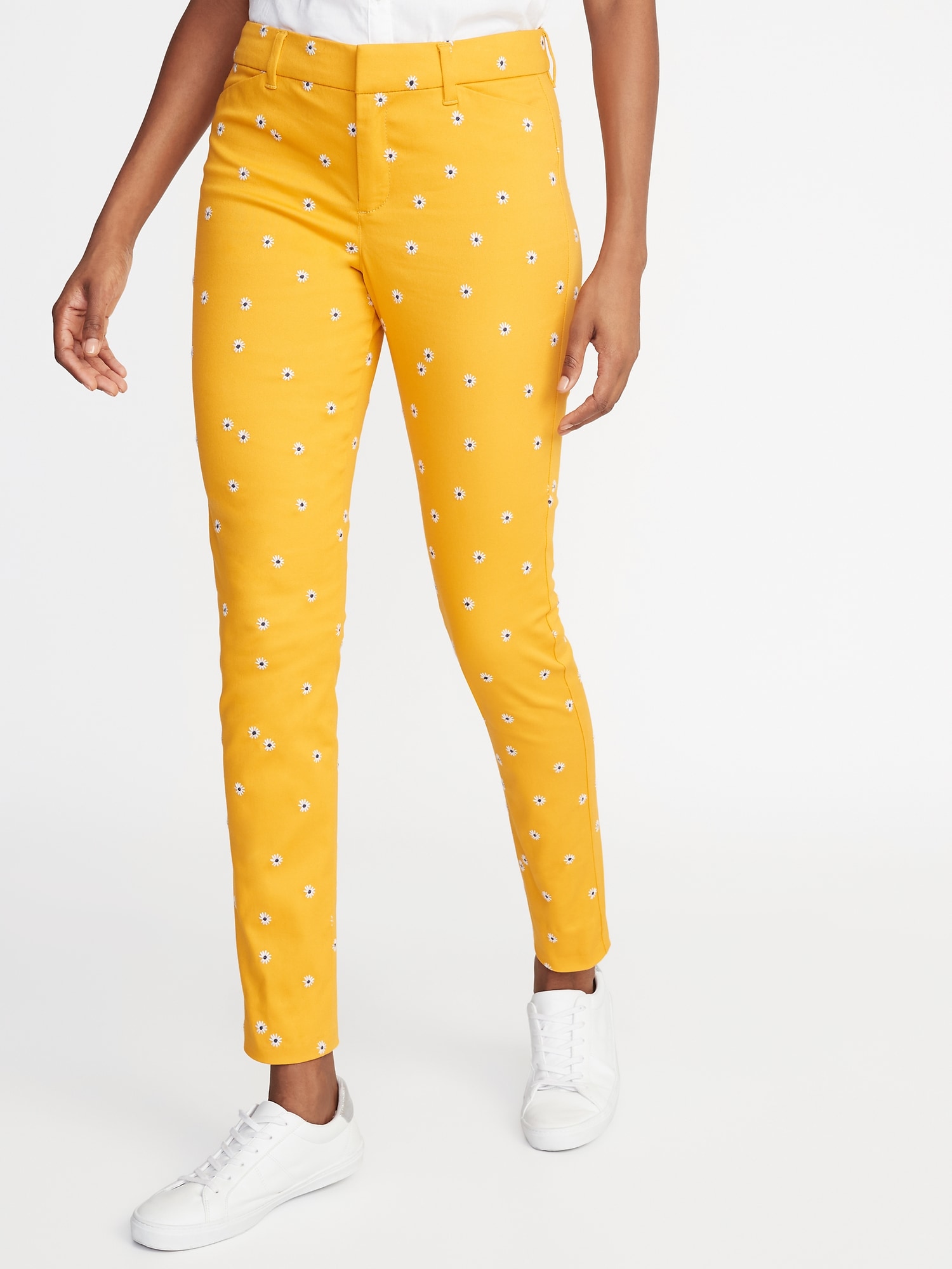 Mid-Rise Daisy-Print Pixie Ankle Pants for Women
