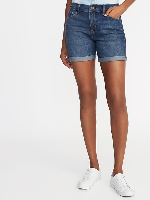 View large product image 1 of 3. Slim Midi Jean Shorts for Women (5")