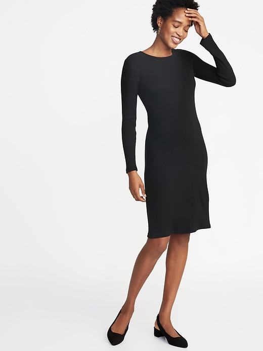 View large product image 1 of 2. Fitted Rib-Knit Shift Dress for Women