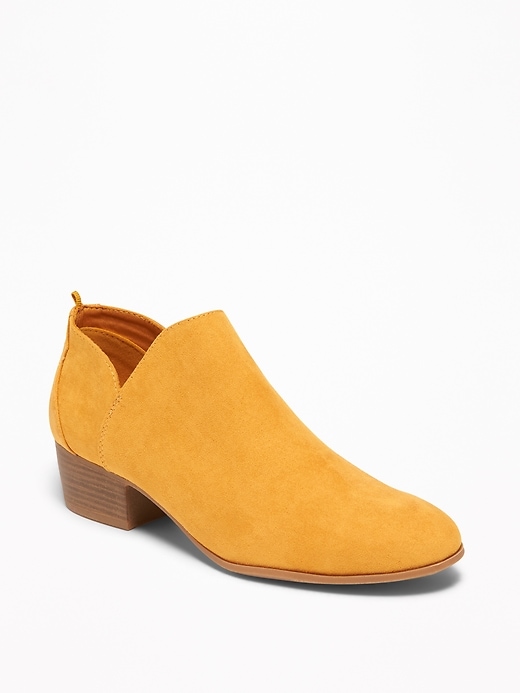 View large product image 1 of 1. Faux-Suede Low-Heel Booties for Women