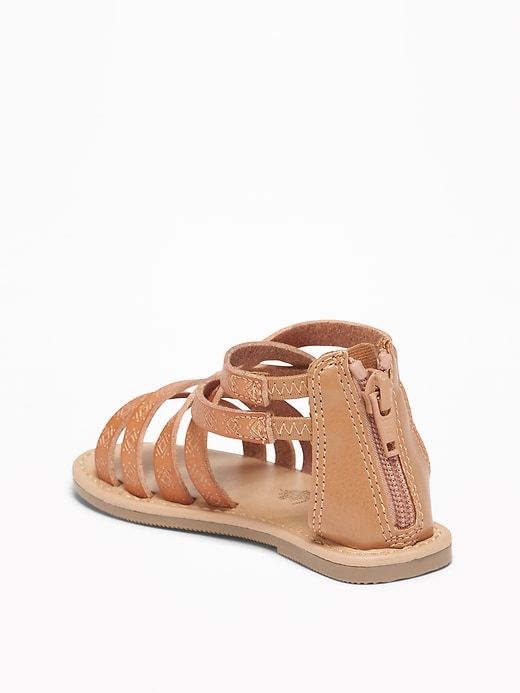 View large product image 2 of 4. Embossed Faux-Leather Gladiator Sandals For Toddler Girls