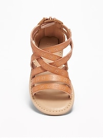View large product image 4 of 4. Embossed Faux-Leather Gladiator Sandals For Toddler Girls